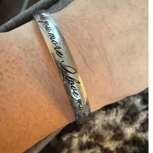 HMK LIC VTG Stainless Steel Cuff  I Love You More Engraved Statement Bangle